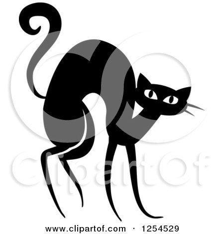 Clipart of a Black and White Scared Cat - Royalty Free Vector Illustration by Vector Tradition SM