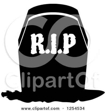 Clipart of a Black and White Rip Headstone - Royalty Free Vector Illustration by Vector Tradition SM