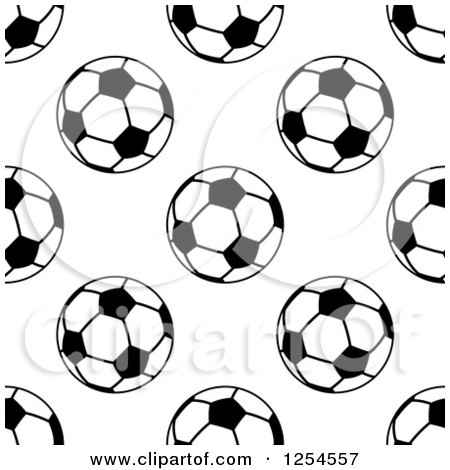 Clipart of a Seamless Pattern Background of Black and White Soccer Balls - Royalty Free Vector Illustration by Vector Tradition SM