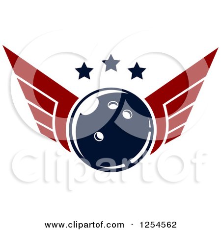 Clipart of a Retro Winged Bowling Ball with Stars - Royalty Free Vector Illustration by Vector Tradition SM