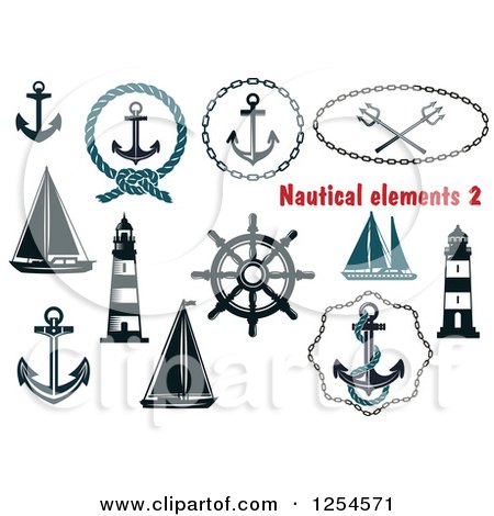 Clipart of Nautical Maritime Elements - Royalty Free Vector Illustration by Vector Tradition SM