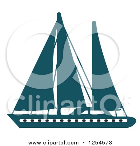 Clipart of a Blue Yacht - Royalty Free Vector Illustration by Vector Tradition SM