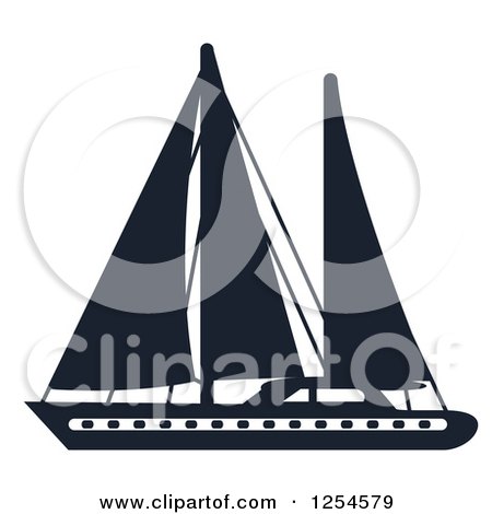 Clipart of a Navy Blue Yacht - Royalty Free Vector Illustration by Vector Tradition SM