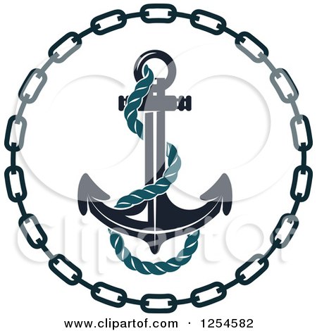 Clipart of an Anchor in a Chain Frame - Royalty Free Vector Illustration by Vector Tradition SM