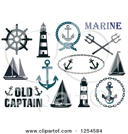 Clipart of Nautical Maritime Elements - Royalty Free Vector Illustration by Vector Tradition SM