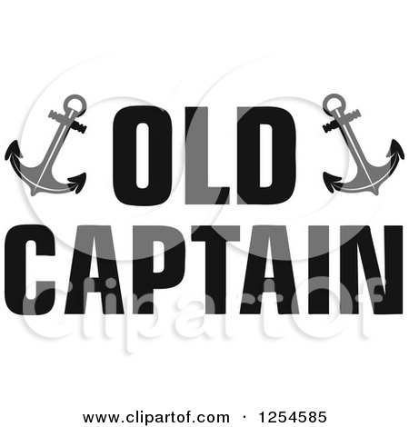 Clipart of Black and White Anchors and Old Captain Text - Royalty Free Vector Illustration by Vector Tradition SM