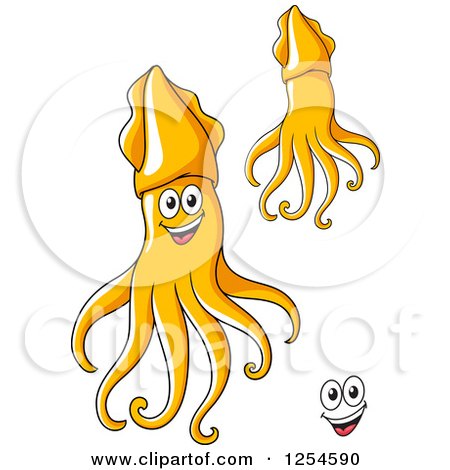Clipart of Orange Squids - Royalty Free Vector Illustration by Vector Tradition SM