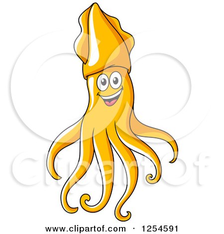 Clipart of a Happy Orange Squid - Royalty Free Vector Illustration by Vector Tradition SM
