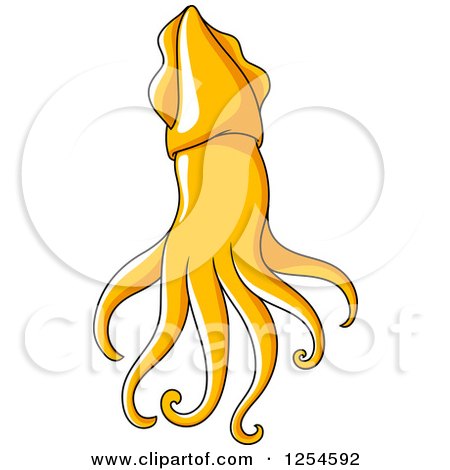 Clipart of an Orange Squid - Royalty Free Vector Illustration by Vector Tradition SM