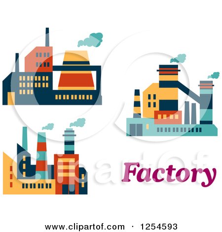 Clipart of Colorful Factories with Text - Royalty Free Vector Illustration by Vector Tradition SM