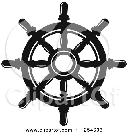 Clipart of a Black and White Ship Helm - Royalty Free Vector Illustration by Vector Tradition SM
