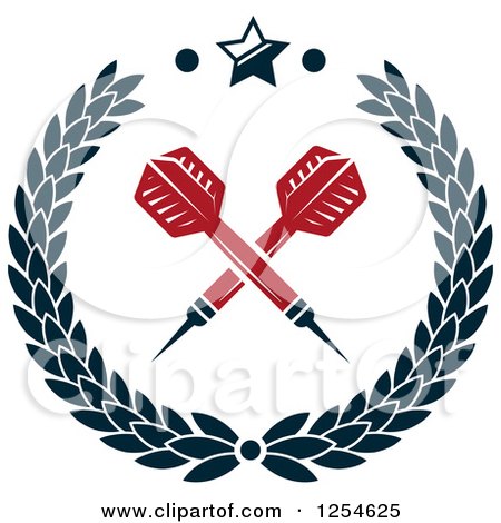 Clipart of Crossed Darts in a Laurel Wreath with a Star - Royalty Free Vector Illustration by Vector Tradition SM