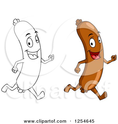 Clipart of Happy Sausages Running - Royalty Free Vector Illustration by Vector Tradition SM