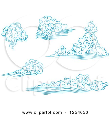 Clipart of Blue Clouds and Winds - Royalty Free Vector Illustration by Vector Tradition SM
