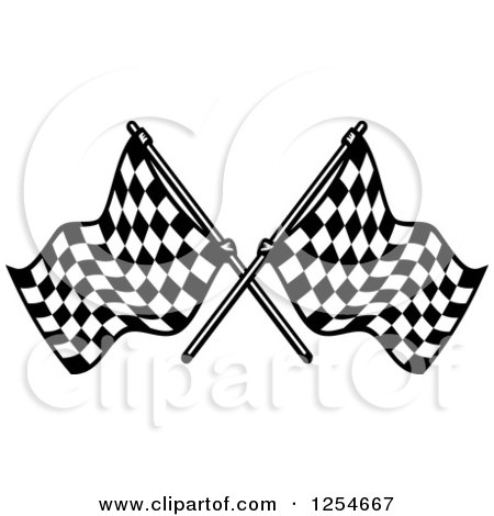 Clipart of a Crossed Black and White Checkered Racing Flags - Royalty Free Vector Illustration by Vector Tradition SM