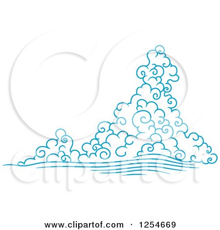 Clipart of Blue Clouds and Wind 3 - Royalty Free Vector Illustration by Vector Tradition SM