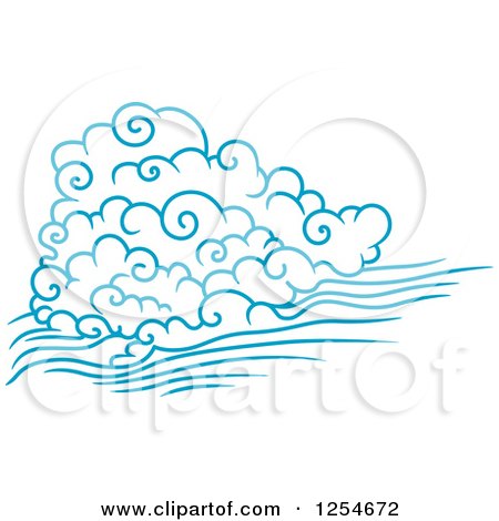 Clipart of Blue Clouds and Wind 2 - Royalty Free Vector Illustration by Vector Tradition SM
