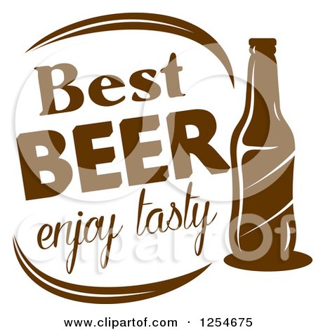 Clipart of a Brown Bottle with Best Beer Enjoy Tasty Text - Royalty Free Vector Illustration by Vector Tradition SM
