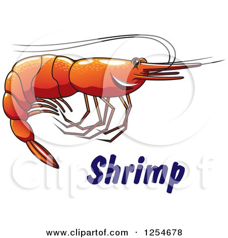 Clipart of a Happy Shrimp with Text - Royalty Free Vector Illustration by Vector Tradition SM