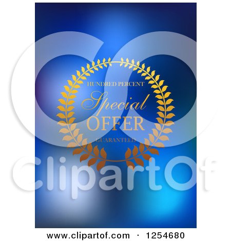 Clipart of a Special Offer Label with a Laurel Wreath on Blue - Royalty Free Vector Illustration by Vector Tradition SM