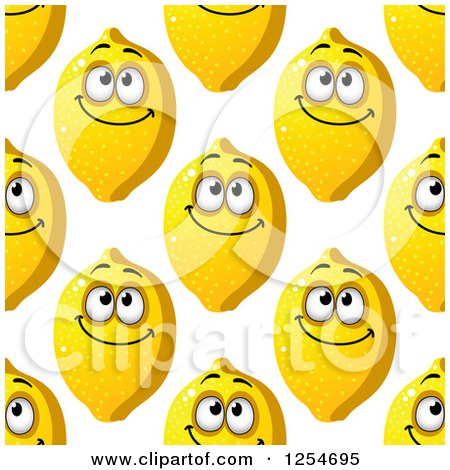 Clipart of a Seamless Pattern Background of Happy Lemons - Royalty Free Vector Illustration by Vector Tradition SM