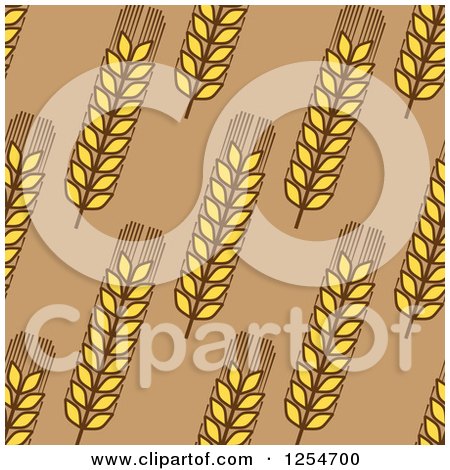 Clipart of a Seamless Pattern Background of Wheat on Brown - Royalty Free Vector Illustration by Vector Tradition SM