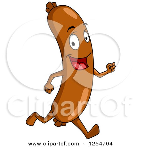 Clipart of a Happy Sausage Character Running - Royalty Free Vector Illustration by Vector Tradition SM