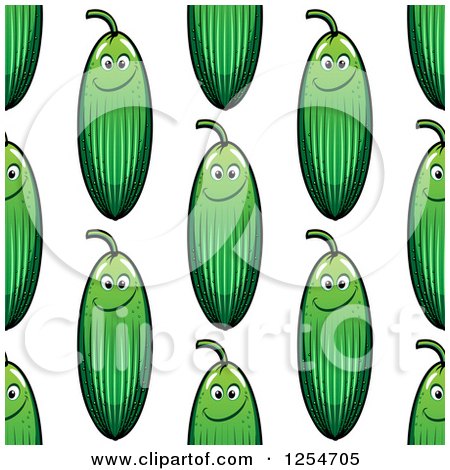 Clipart of a Seamless Pattern Background of Happy Cucumbers - Royalty Free Vector Illustration by Vector Tradition SM