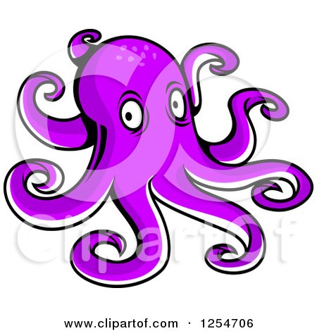 Clipart of a Purple Octopus - Royalty Free Vector Illustration by Vector Tradition SM