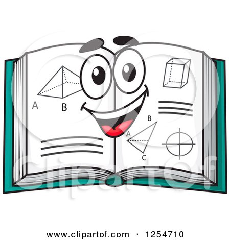 Clipart of a Happy Open Geometry Book - Royalty Free Vector Illustration by Vector Tradition SM