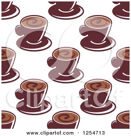 Clipart of a Seamless Pattern Background of Coffee Cups - Royalty Free Vector Illustration by Vector Tradition SM