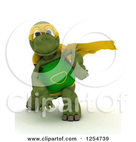 Clipart of a 3d Super Hero Tortoise - Royalty Free Illustration by KJ Pargeter