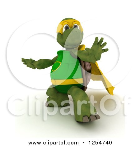 Clipart of a 3d Super Hero Tortoise - Royalty Free Illustration by KJ Pargeter