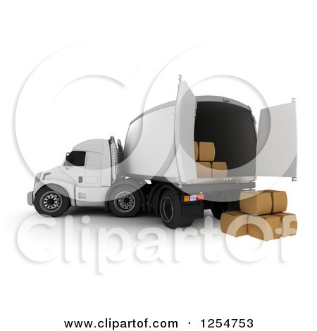 Clipart of a 3d Cargo Truck with Boxes - Royalty Free Illustration by KJ Pargeter