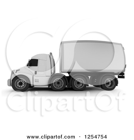 Clipart of a 3d Side View of a Big Rig Truck - Royalty Free Illustration by KJ Pargeter