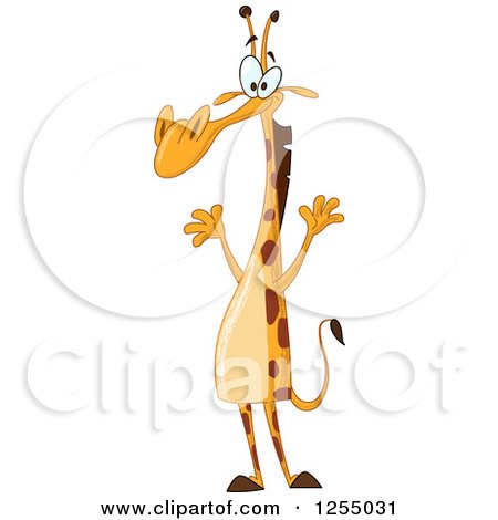 Clipart of a Happy Giraffe Standing Upright - Royalty Free Vector Illustration by yayayoyo