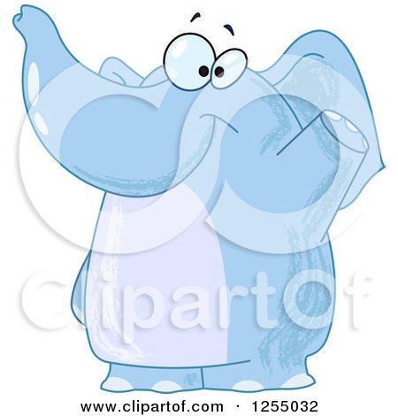 Clipart of a Friendly Blue Elephant Waving - Royalty Free Vector Illustration by yayayoyo