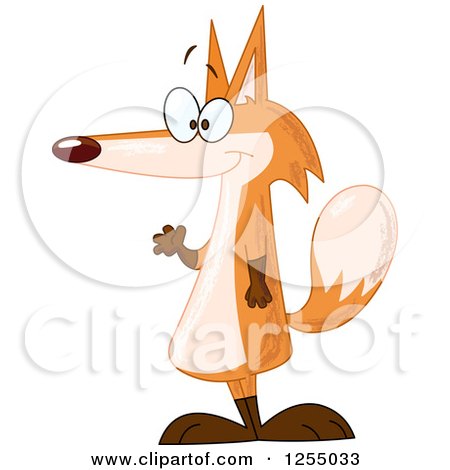 Clipart of a Friendly Fox Waving - Royalty Free Vector Illustration by yayayoyo