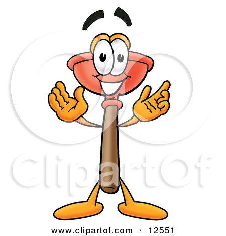 Clipart Picture of a Sink Plunger Mascot Cartoon Character With Welcoming Open Arms by Mascot Junction