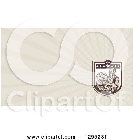 Clipart of a Retro Woodcut Farmer Business Card Design - Royalty Free Illustration by patrimonio