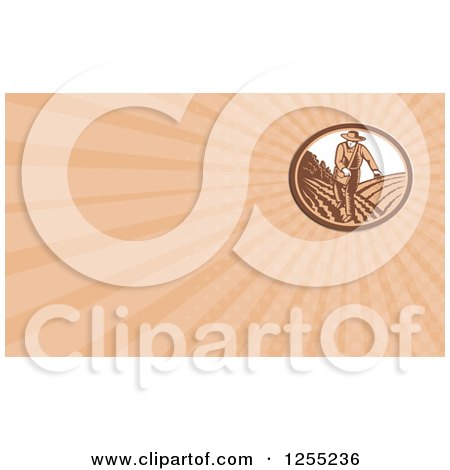 Clipart of a Retro Woodcut Farmer Business Card Design - Royalty Free Illustration by patrimonio