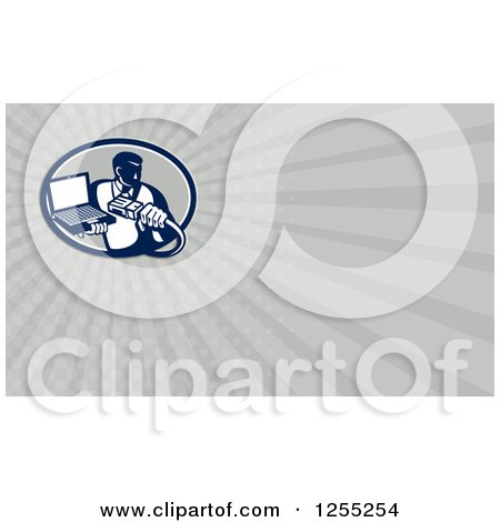 Clipart of a Retro Computer Repair Main Business Card Design - Royalty Free Illustration by patrimonio