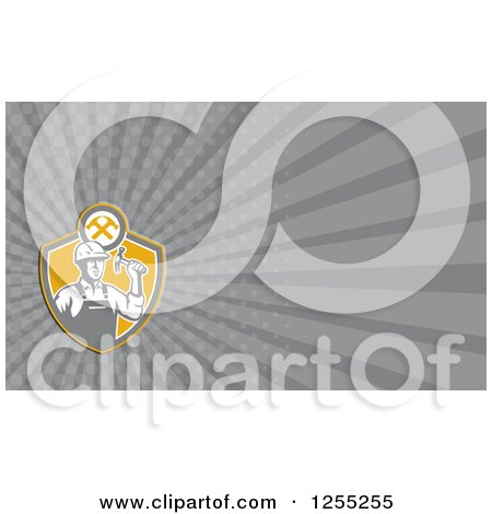 Clipart of a Retro Construction Worker Business Card Design - Royalty Free Illustration by patrimonio