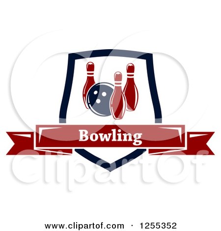 Clipart of a Bowling Shield with a Text Banner - Royalty Free Vector Illustration by Vector Tradition SM
