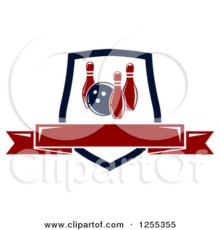 Clipart of a Bowling Shield with a Blank Banner - Royalty Free Vector Illustration by Vector Tradition SM