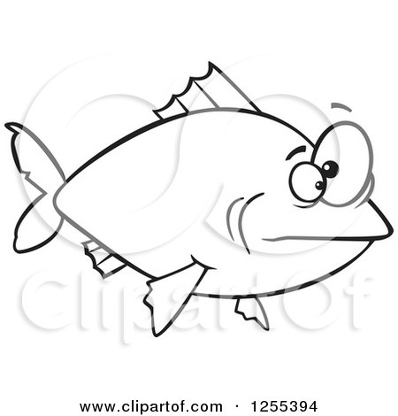 Clipart of a Black and White Fish - Royalty Free Vector Illustration by toonaday