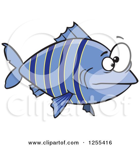 Clipart of a Blue Striped Fish - Royalty Free Vector Illustration by toonaday