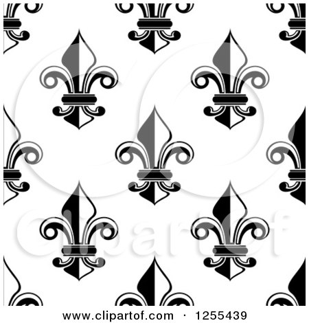 Clipart of a Seamless Black and White Fleur De Lis Background Pattern - Royalty Free Vector Illustration by Vector Tradition SM