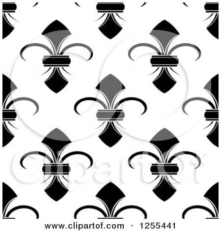 Clipart of a Seamless Black and White Fleur De Lis Background Pattern - Royalty Free Vector Illustration by Vector Tradition SM