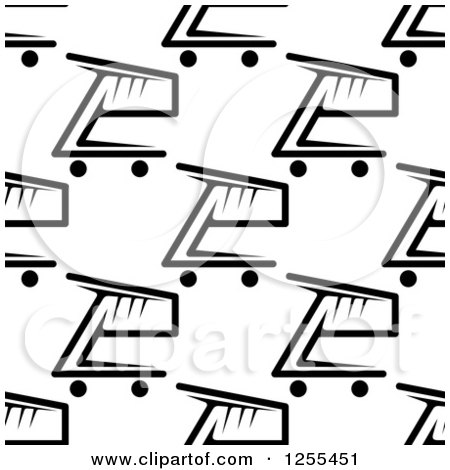 Clipart of a Seamless Background Pattern of Black and White Shopping Carts - Royalty Free Vector Illustration by Vector Tradition SM
